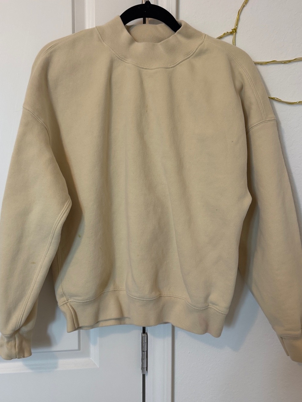 Baby Yellow Abercrombie & Fitch Mock Neck Crewneck Sweatshirt